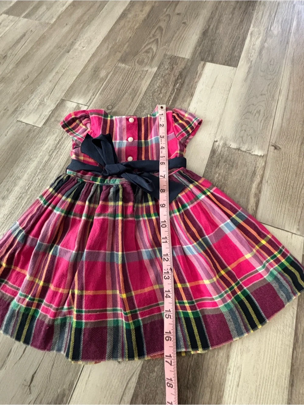 Ralph Lauren Pink Plaid Fit-and-Flare Dress with Navy Waistband